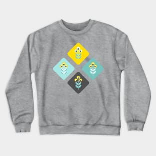 Scandinavian flowers 01, teal, yellow and dark grey Crewneck Sweatshirt